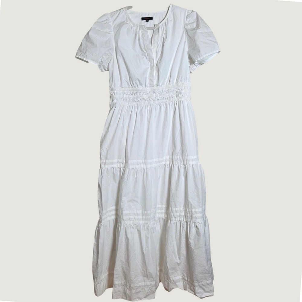 Quince 100% Organic Cotton Poplin Tiered Maxi Dress Classic White Medium